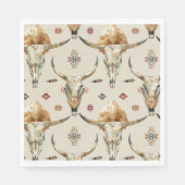 ブラウンクリームトライバル先住民フェザー誕生日 スタンダードランチョンナプキン (正面)