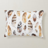 ブラウンクリームトライバル先住民羽毛スカル アクセントクッション (裏面)