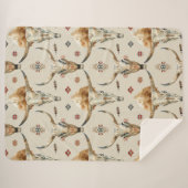 ブラウンクリームトライバル先住民羽毛スカル シェルパブランケット (正面(横))