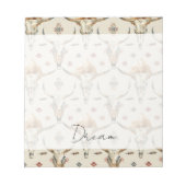 ブラウンクリームトライバル先住民羽毛スカル ノートパッド (正面)