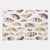 ブラウンクリームトライバル先住民羽毛 キッチンタオル (横)