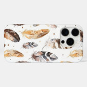 ブラウンクリームトライバル先住民羽毛 Case-Mate iPhoneケース (裏面 (横))