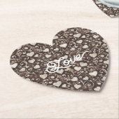ブラウンクリームハーツ ペーパーコースター (アングル)