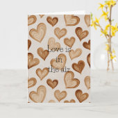 ブラウンクリームハートストライプス・ラブ カード (黄色い花)