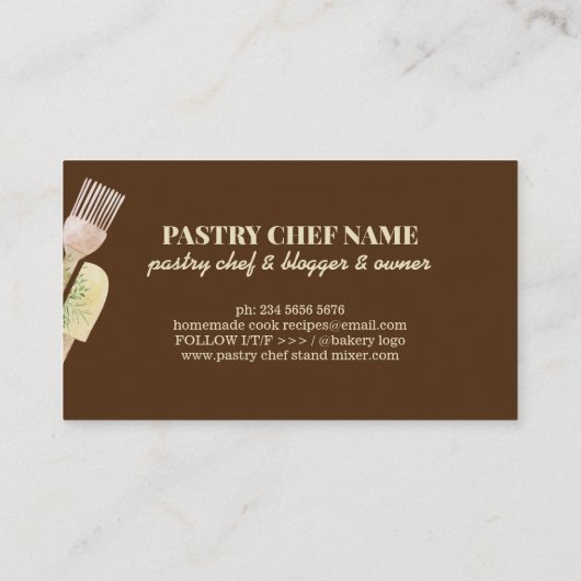 ブラウンクリームパステルイラストレーションペストリーベーカリー 名刺 (裏面)