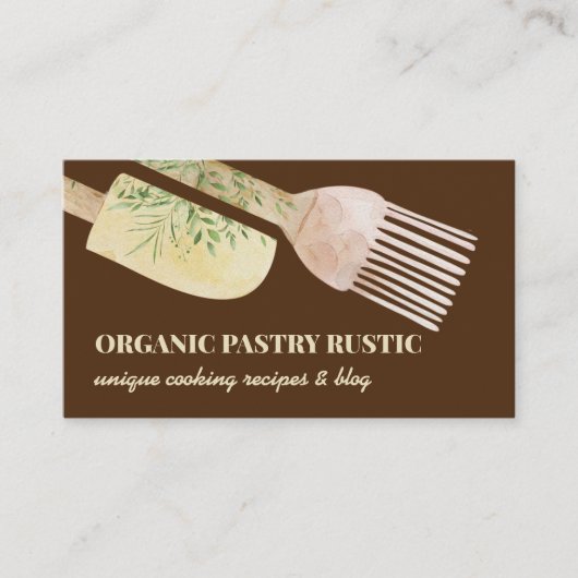 ブラウンクリームパステルイラストレーションペストリーベーカリー 名刺 (正面)