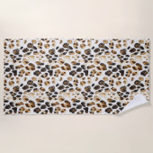 ブラウンクリームヒョウアニマルプリント ビーチタオル (正面)