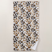 ブラウンクリームヒョウアニマルプリント ビーチタオル (正面)