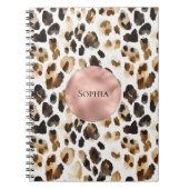 ブラウンクリームヒョウ動物バラ金ゴールドグラム ノートブック (正面)