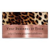 ブラウンクリームヒョウ動物バラ金ゴールド マグネット名刺 (正面)