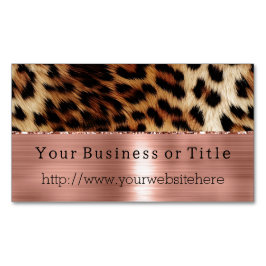 ブラウンクリームヒョウ動物バラ金ゴールド マグネット名刺