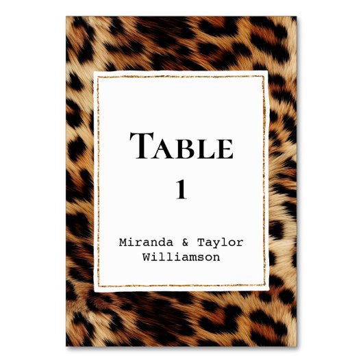 ブラウンクリームヒョウ動物 テーブルナンバー (正面)