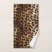 ブラウンクリームヒョウ動物 バスタオルセット (ハンドタオル)