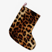 ブラウンクリームヒョウ動物 ラージクリスマスストッキング (正面 (吊り時))