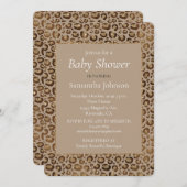 ブラウンクリームヒョウ印刷アニマルプリントグリッター 招待状 (正面/裏面)