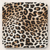 ブラウンクリームヒョウ印刷 コースター (正面)