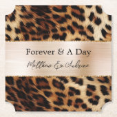 ブラウンクリームヒョウ結婚動物 ペーパーコースター (正面)