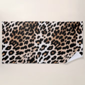 ブラウンクリームヒョウ ビーチタオル (正面)