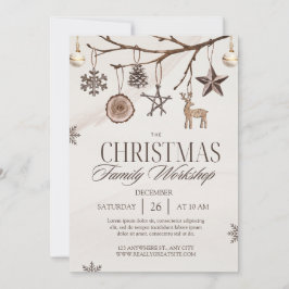 ブラウンクリームビンテージクリスマス 招待状