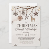 ブラウンクリームビンテージクリスマス 招待状 (正面/裏面)