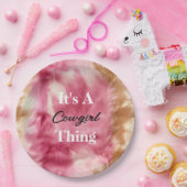 ブラウンクリームピンク女性のカーボーイ引用文 ペーパープレート (パーティー)