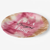 ブラウンクリームピンク女性のカーボーイ引用文 ペーパープレート (アングル)