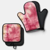 ブラウンクリームピンク女性のカーボーイ牛革 鍋つかみ&鍋敷きセット (正面/裏面)