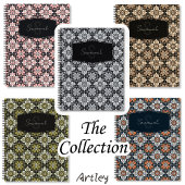 ブラウンクリームフローラスペインのタイル名モノグラム ノートブック