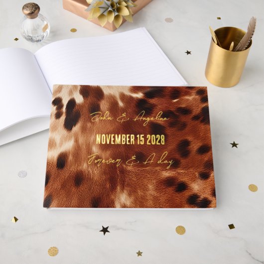 ブラウンクリームブラックコ結婚ウィド ゲストブック (正面見開き)