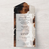 ブラウンクリームブラックサウスウエストカウボーイ女性のカーボーイ牛革 オールインワン招待状 (内側)