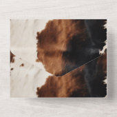 ブラウンクリームブラックサウスウエストカウボーイ女性のカーボーイ牛革 オールインワン招待状 (裏面)