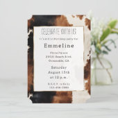 ブラウンクリームブラックサウスウエストカウボーイ女性のカーボーイ牛革 招待状 (スタンド正面)