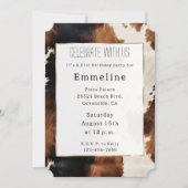 ブラウンクリームブラックサウスウエストカウボーイ女性のカーボーイ牛革 招待状 (正面)