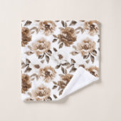 ブラウンクリームホワイトフラワークリスマス バスタオルセット (ウォッシュタオル)