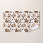 ブラウンクリームホワイトフラワークリスマス バスタオルセット (ハンドタオル)