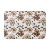 ブラウンクリームホワイトフラワークリスマス バスマット (正面)