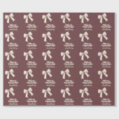 ブラウンクリームボウのレトロクリスマス ラッピングペーパー (フラット)