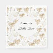 ブラウンクリームボホハートブライダルシャワー スタンダードランチョンナプキン (正面)