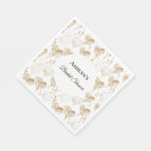 ブラウンクリームボホハートブライダルシャワー スタンダードランチョンナプキン (角)