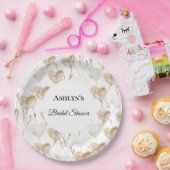 ブラウンクリームボホハートブライダルシャワー ペーパープレート (パーティー)
