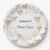 ブラウンクリームボホハートブライダルシャワー ペーパープレート (正面)