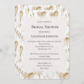 ブラウンクリームボホハートブライダルシャワー 招待状 (正面/裏面)