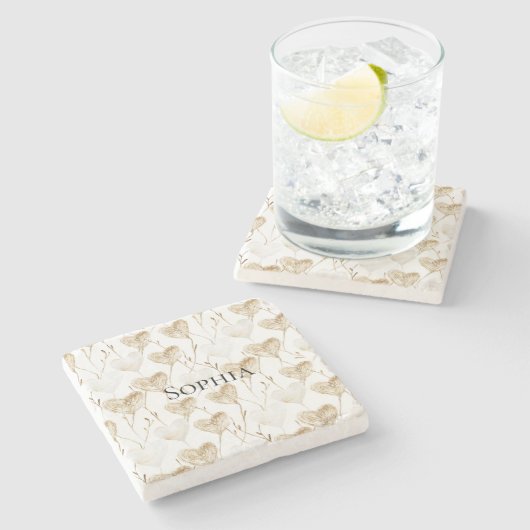 ブラウンクリームボホハート ストーンコースター (横)