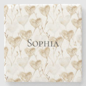 ブラウンクリームボホハート ストーンコースター (正面)