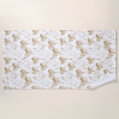 ブラウンクリームボホハート ビーチタオル (正面)