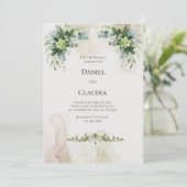 ブラウンクリームミニマル結婚式招待状 招待状 (スタンド正面)
