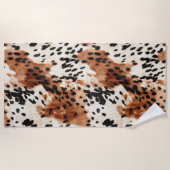 ブラウンクリーム動物の牛革 ビーチタオル (正面)