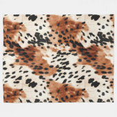 ブラウンクリーム動物の牛革 フリースブランケット (正面(横))