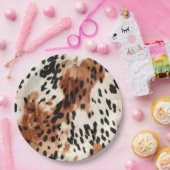 ブラウンクリーム動物の牛革 ペーパープレート (パーティー)