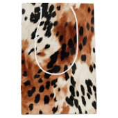 ブラウンクリーム動物の牛革 ミディアムペーパーバッグ (正面)